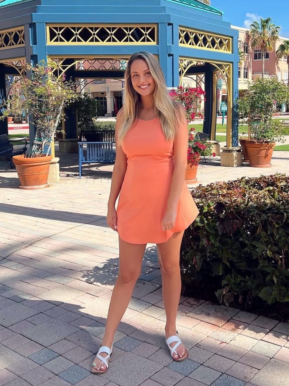 Coral Mini Athletic Dress with Built in Shorts- Large Tall